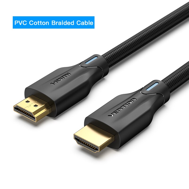 Vention HDMI Cable HDMI 2.1 Cable 8K@60Hz 4K@120Hz Ultra High Speed 48Gbps for PS4 Mi TV Box Splitter Digital HDR HDMI 2.1 Cable: PVC cotton Braided / 0.5m