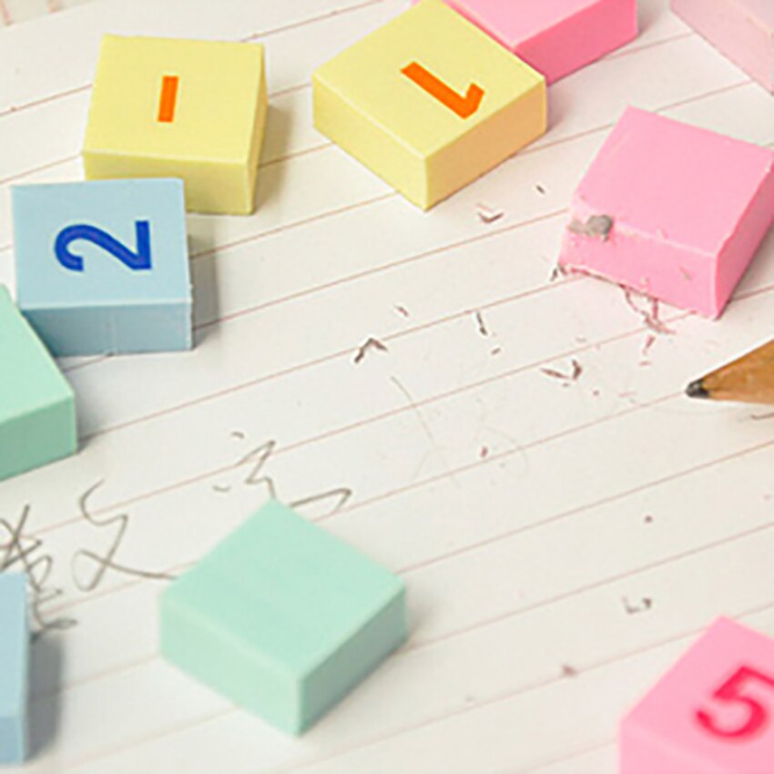 15 unids/set números de matemáticas lápiz borradores niños educación juguetes colorido borrador corrección papelería palabras dibujo limpiar