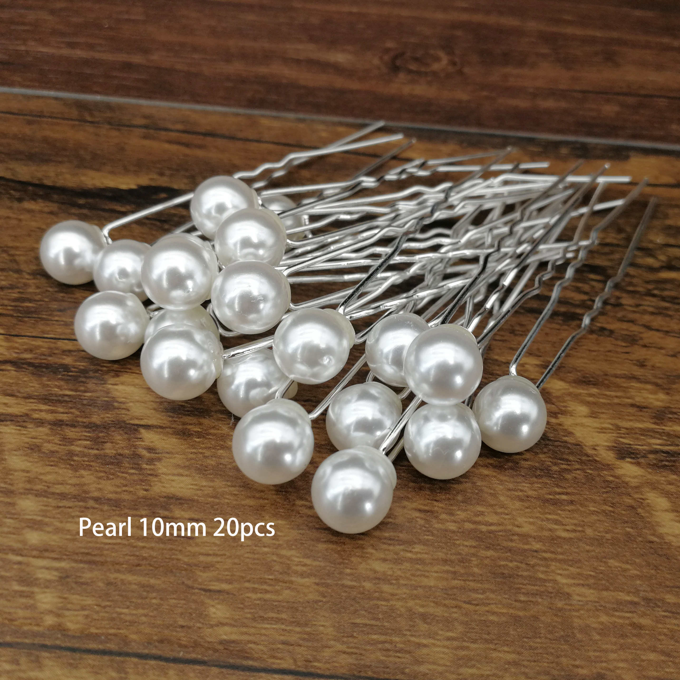 Women Simulated Pearl Hairpin U Shape Metal Barrette Clip Wedding Bridal Hair Accessories Wedding Hairstyle Tools: Pearl 10mm 20pcs