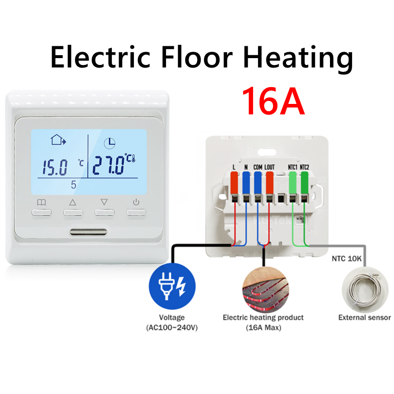 Termostato WIFI para Aquecimento de Piso com Tela LCD 220V, Controlador de Temperatura Programável para Caldeira Elétrica, a Água e a Gás: BRANCO
