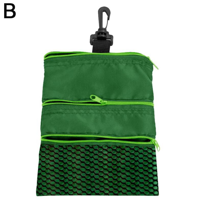 Black/Red/ Blue Portable Golf Ball Bags Holder Zipper Mesh Pouch Storage For Outdoor Training Golf Accessories Supply: B