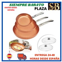 MB Tech Sartenes 5 Piezas 20CM 24CM 28CM 2 Capas Revestimiento cerámico de Color Cobre