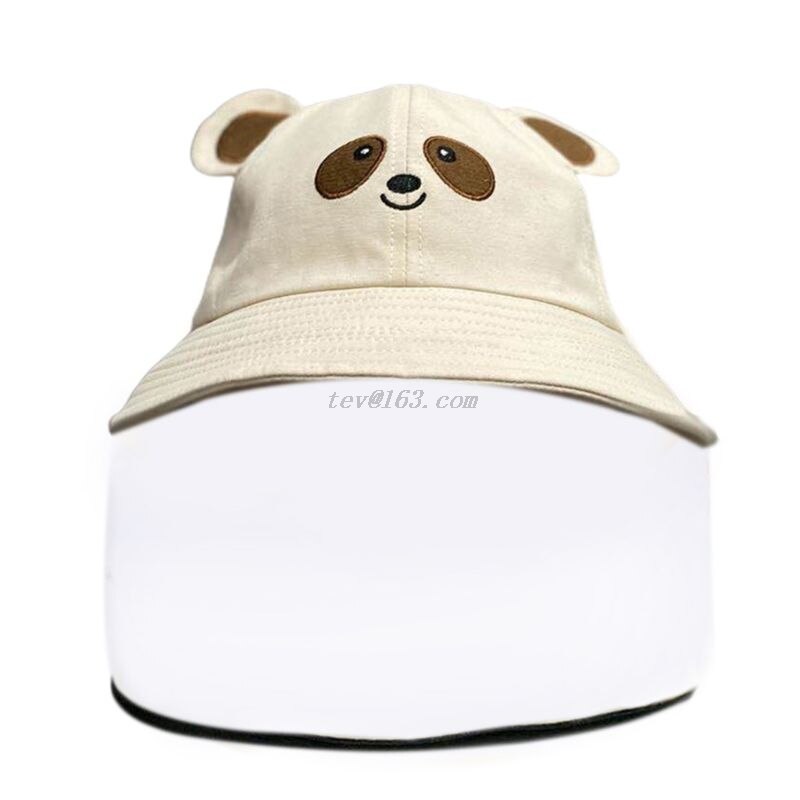 Peuter Kids Baby Beschermende Emmer Hoed Clear Visor Full Face Shield Cartoon Panda Dier Oren Anti-Speeksel Visser Cap: N