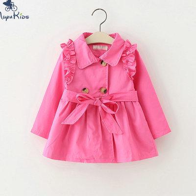Elegante Meisjes Klassieke Trenchcoat Kids Meisjes Streetwear Windjack Kaki Roze Uitloper Kinderen Lange Mouwen Kleding Riem: rose / 3T