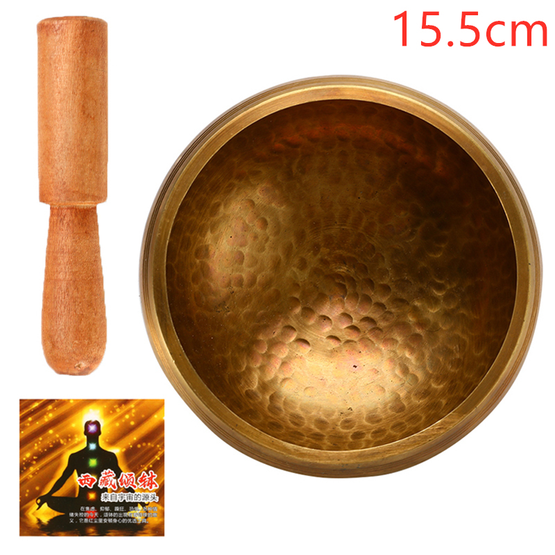 Tibetansk sangskål buddhisme meditation klokke lydterapi buddhist messing skål lydterapi yoga chakra healing spirituel: Diameter 15.5cm