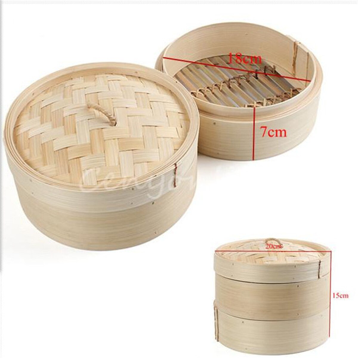 2 Tier Koken Bamboe Stoomboot Voor Voedsel Dumplings Vis Rijst Groente Handgemaakte Stoomboot Mand Lade Thuis Keuken Koken Tool