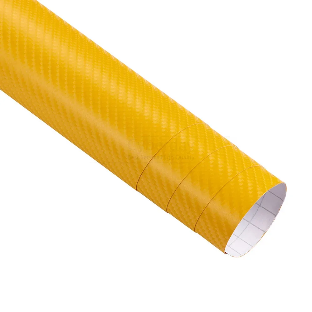Película de envoltura de vinilo de fibra de carbono para coche, 3M, bricolaje, estilo automático, pegatinas gruesas 4D para coche, impermeables con burbujas sin aire, 100mm x 1520mm: YELLOW