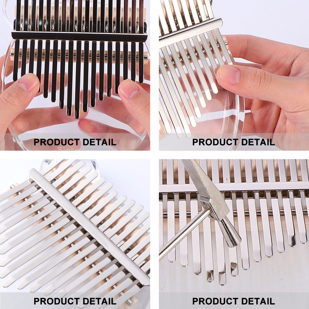 1 Set Kalimba 17 Keys Thumb Piano Crystal Kalimba Mbira Bear Shape Finger Piano