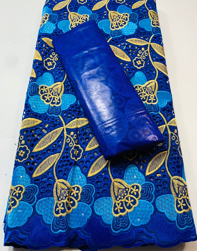 African Bazin Riche Brode Fabric Combine Swiss Voile Cotton Lace Damask Guinea Brocade Lace Fabric 2.5+2.5yard VKM116: AS PIC9