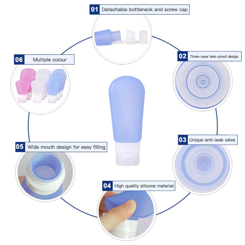 3 pièces/ensemble Silicone sous-bouteille voyage stockage sous-embouteillage Lotion cosmétique sous-emballage petit échantillon bouteille presser bouteille vide