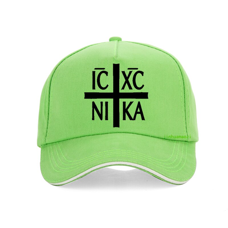 Ic xc nika ortodokse symbol print baseball cap sjove mænd hip hop cap sommer justerbare mænd kvinder snapback hat gorras hombre: Grøn