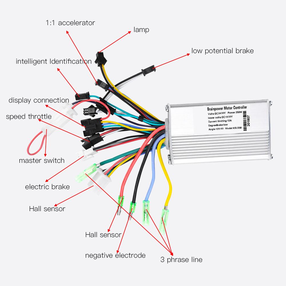 24V/36V/48V Elektrische Fiets Controller Met Lcd-scherm Voor Elektrische Fiets 250W/350W Borstelloze Controller E-Bike Accessoire