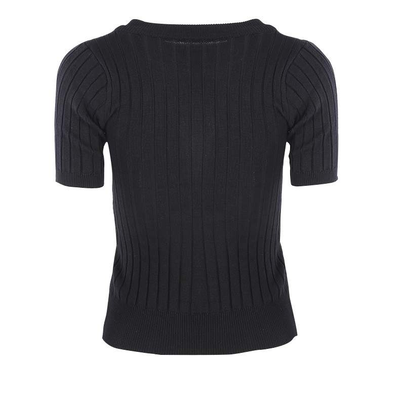 Women Slim Short-sleeved Sweater Women's Thin Section of Tight-fitting Suit Sweater