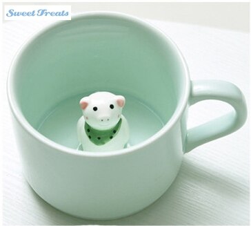 Sweettreats small ceramic milk cup with animals cute cartoon nice three-dimensional heat-resistant celadon: 4
