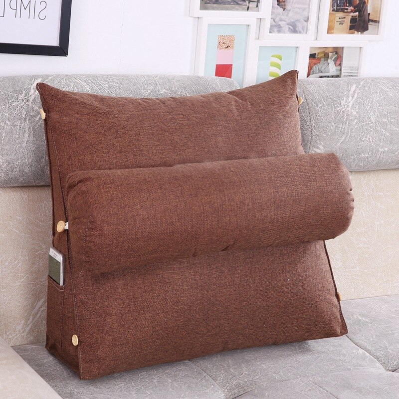Stereo kileform ryglæn pude justerbar vaskbar bomuld linned sofa talje hynder seng hvile barsel liggestole hynder: Kaffe