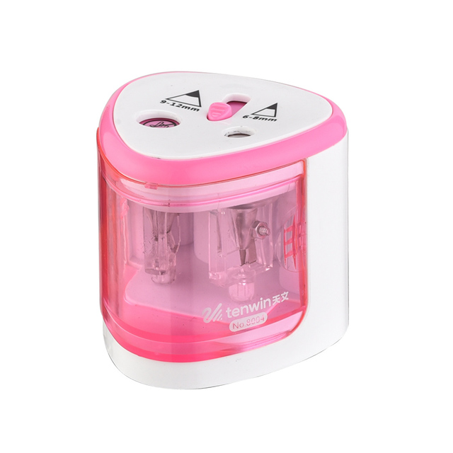 2 löcher Elektrische Bleistift Spitzer Batterie Betrieben Bleistifte Schnelle und Scharf Automatische Anspitzer Büro Cutter Schreibwaren: Rosa
