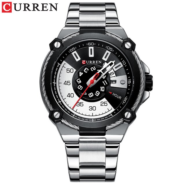 CURREN Horloges mannen Horloge Quartz Klok Mannelijke Mode Roestvrij Stalen Horloge met Auto Datum Causale Zakelijke Horloge: silver