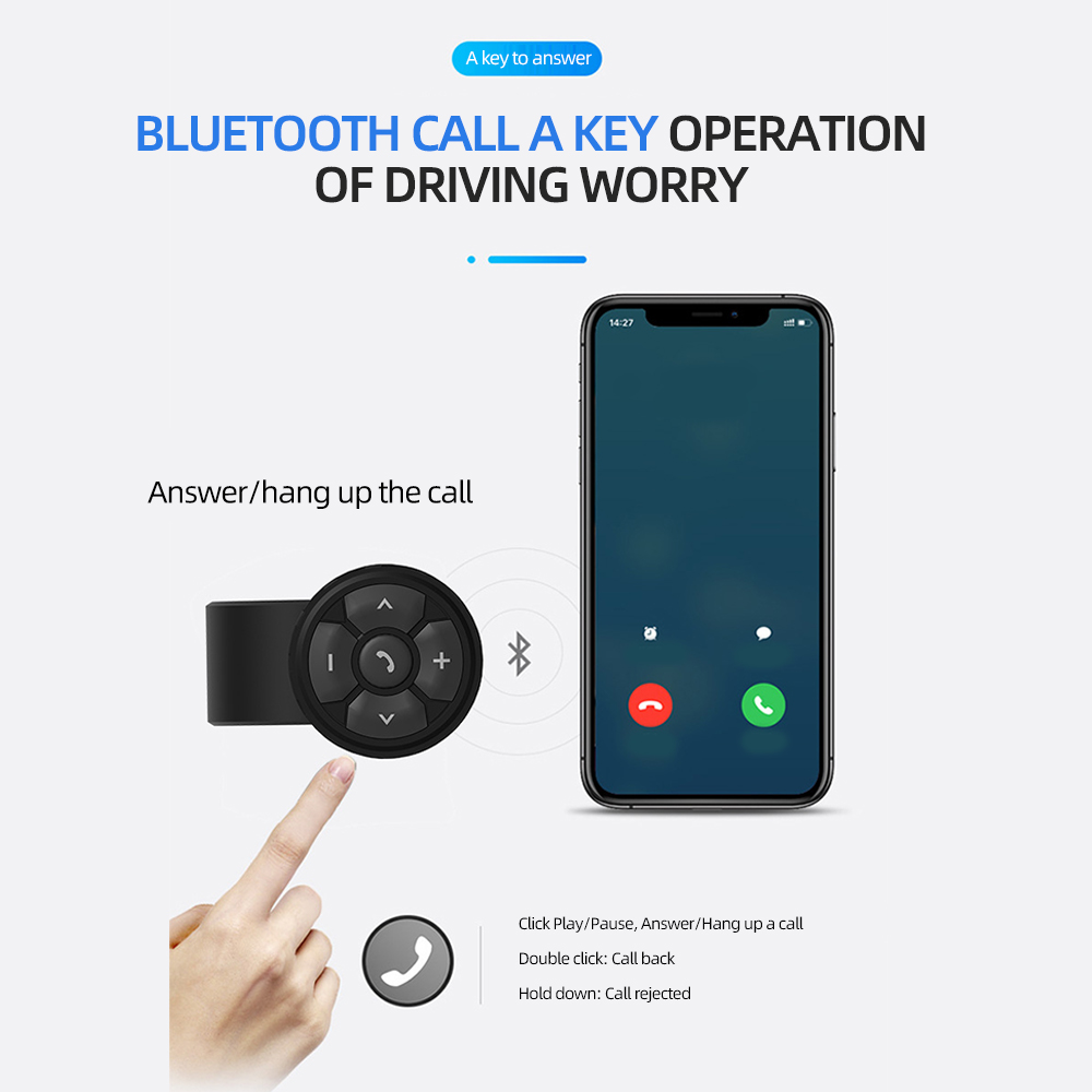 5-sleutel draadloze afstandsbediening knop helm oortelefoon motorfiets stuur auto stuurbediening media voor IOS Android