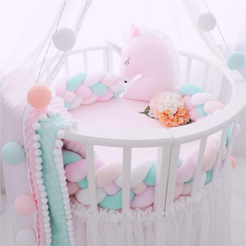 Travesseiro para cama de bebê, trançado amortecedor para cama recém-nascido, decoração de quarto infantil com 4 fios