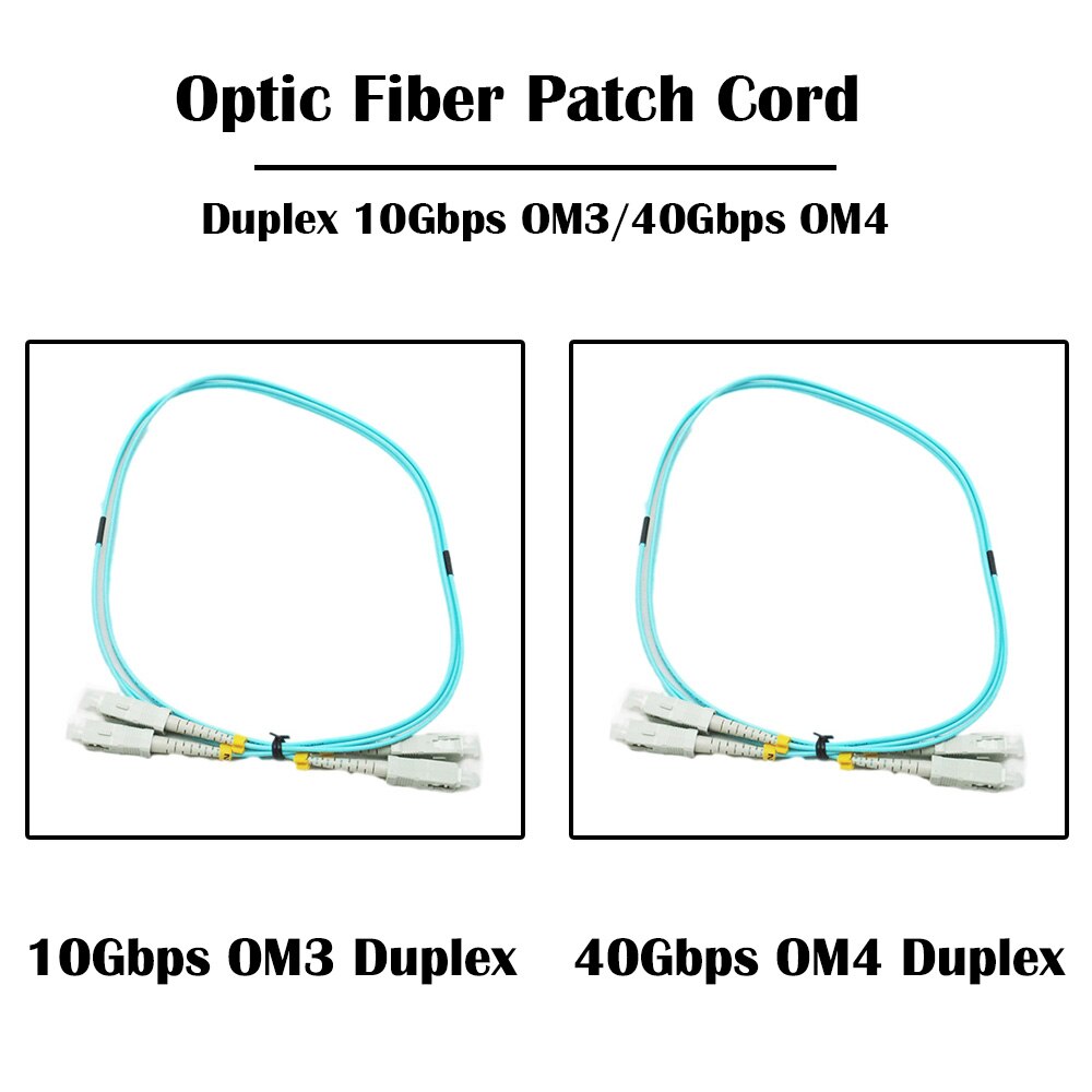 15 Meter SC UPC TO SC UPC 10Gbps OM3/ 40Gbps OM4 MM 50/125 Multi Mode Fiber Patch Cord Duplex 2.0mm FTTH Jumper Cable