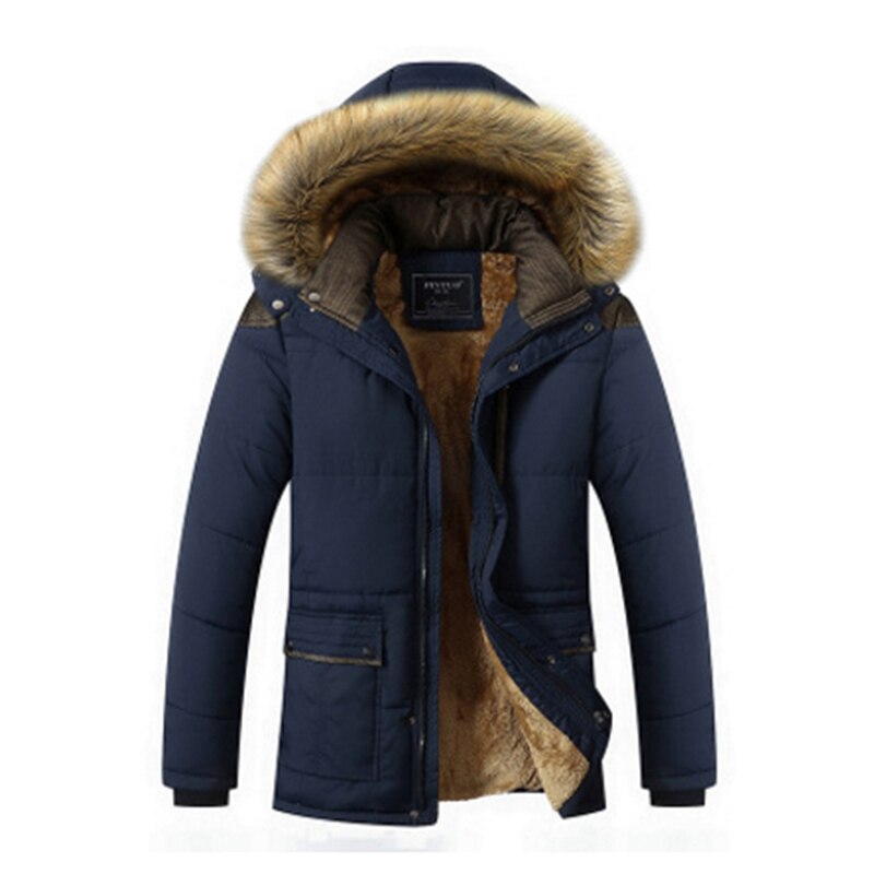 Plus størrelse 5xl vinter vindtette parkas herre solide parkas bomull polstret menn fritidsjakker tykkere frakker overfrakk varme klær: Blå / 4xl