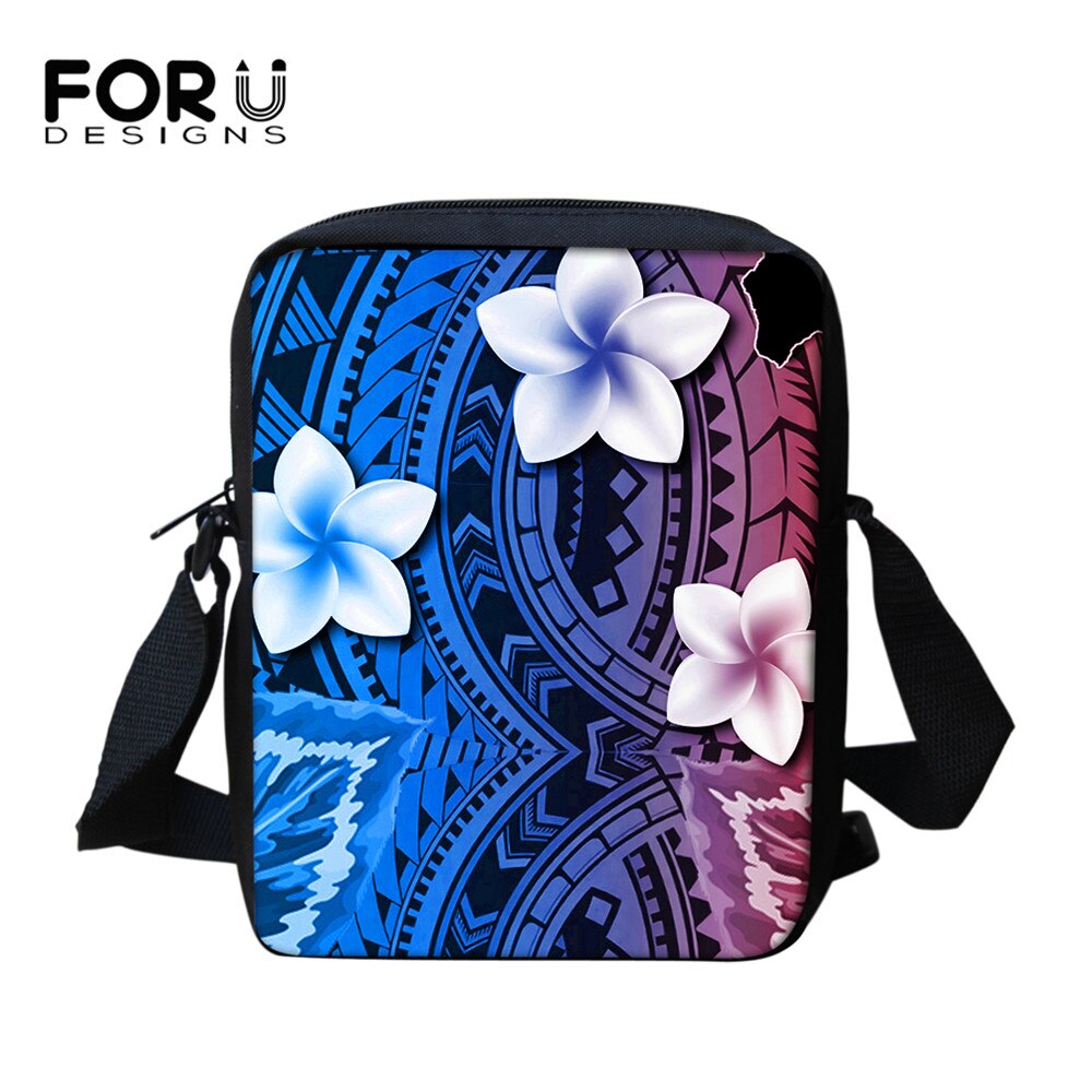 FORUDESIGNS-Bolso de mensajero con estampado de hibisco Frangipani Hawaiano para mujer, bolsos de hombro tipo bandolera, monedero