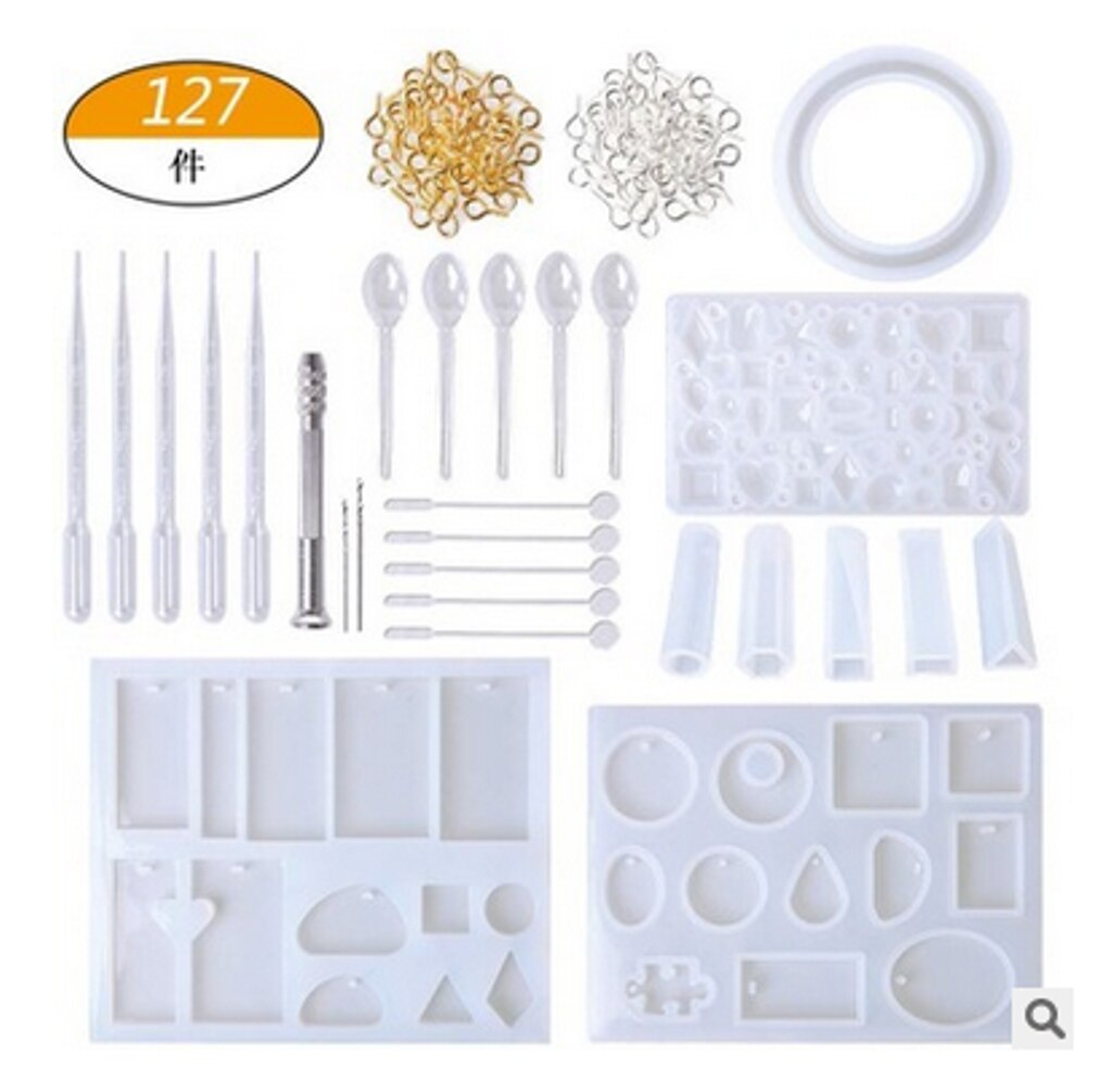 83-229pcs Handmade Crystal Glue Mold Set DIY Silicone Mould Jewelry Pendant: 127 PCS