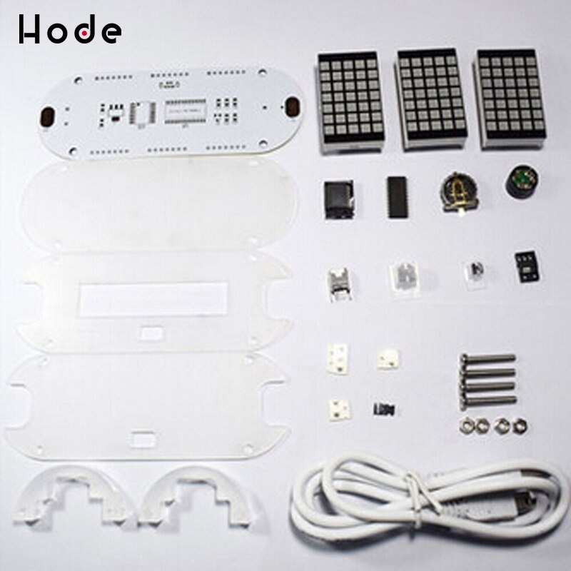 DS3231 temperature meter High Accuracy DIY Digital Dot Matrix LED Alarm Clock Kit with Transparent Case Date Time Display