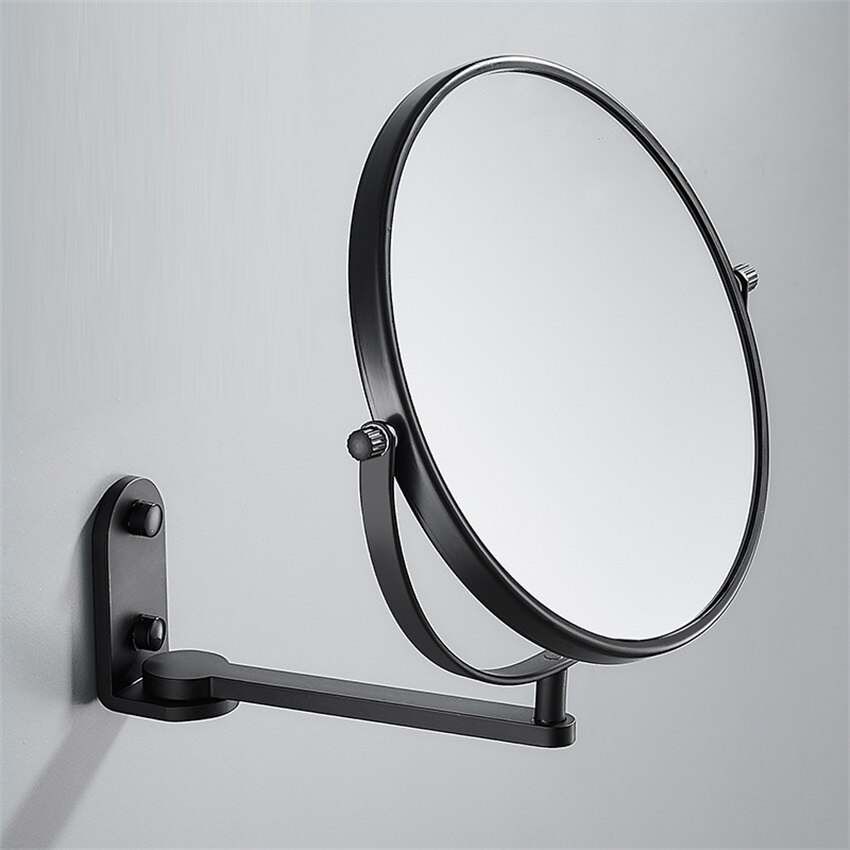 Espejo plegable de pared giratorio de doble cara para maquillaje, accesorios para cuarto de baño, aumento 1x y 3X, montaje en pared sin taladro, brazo extensible, para afeitado