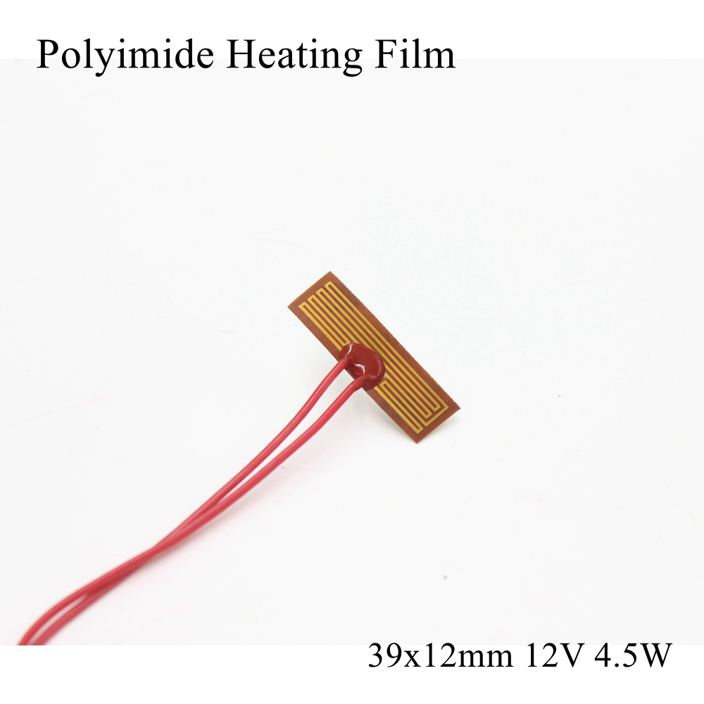 39x12mm 12V 4.5W PI Heating Film Plate Polyimide Electric Heated Panel Pad Mat Electrotherma Flexible Adhesive Foil Oil Heater