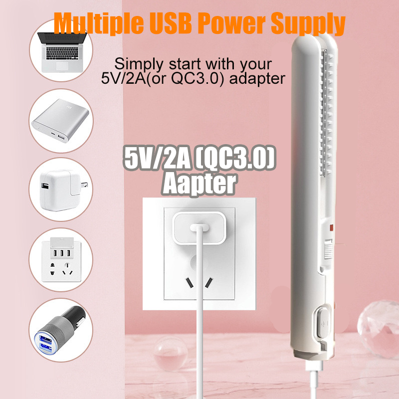 Mini-Haarglätter, USB-Netzteil, 5 V/2 A, Glätteisen zum Glätten von Pony, 16 W, tragbares Haareisen für den Heim- und Reisegebrauch