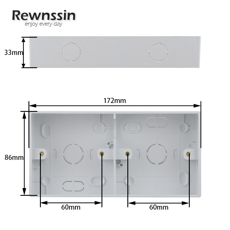 Double Wall Switch And Socket External Installation Box 172mm*86mm*33mm Accessories Junction Box White Plastic Material