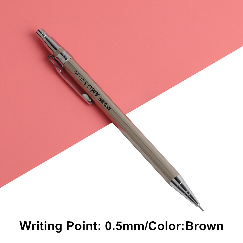 1PCS Baikingift Full Metal M&G Mechanical Pencil 0.5-0.7mm For Painting And Writing School Supplies: 0.5mm Brown