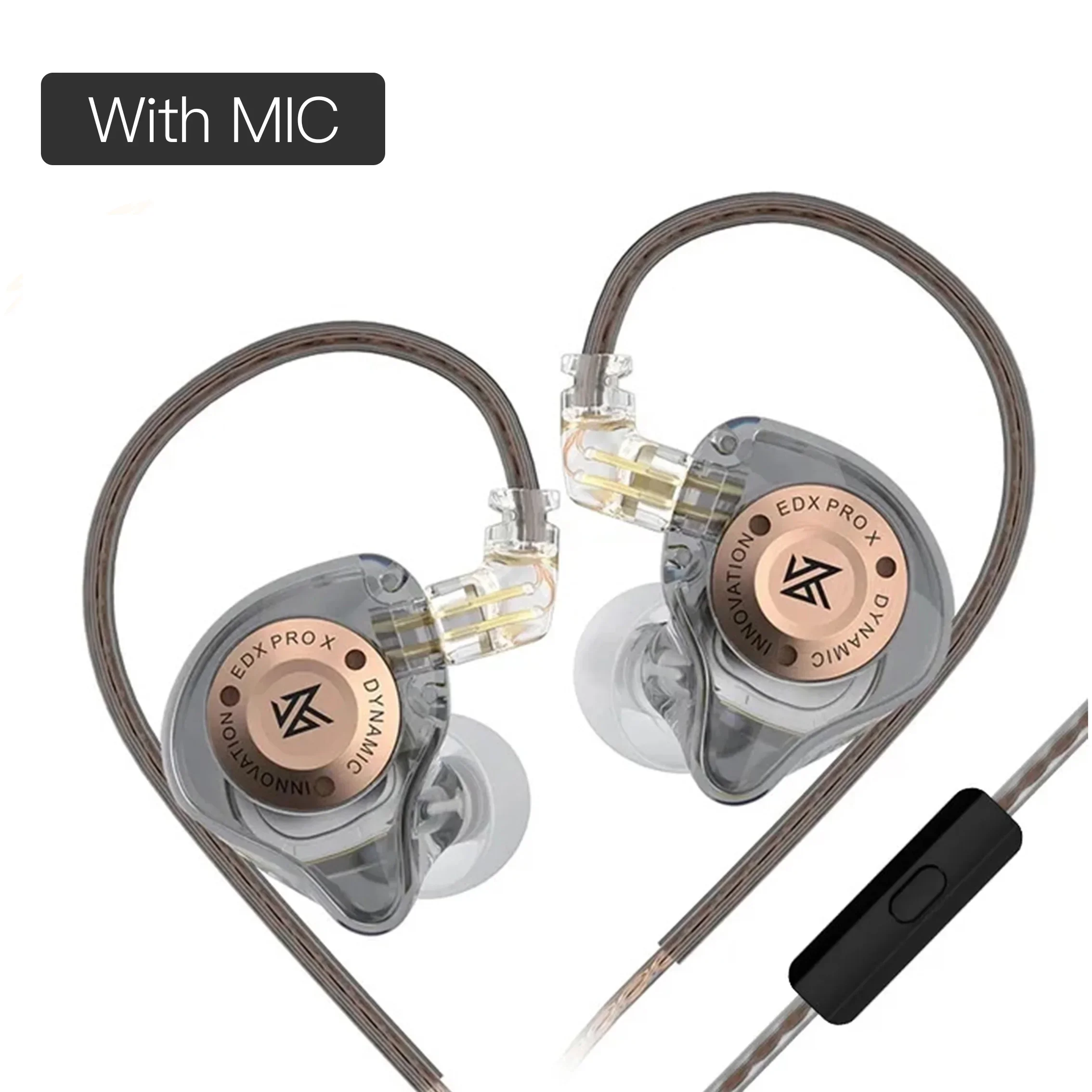 Auriculares KZ EDX PRO X con cable, auriculares con unidad dinámica, auriculares deportivos con cancelación de ruido de graves HIFI con micrófono KZ ZSN, auriculares EDC de música: Gris oscuro