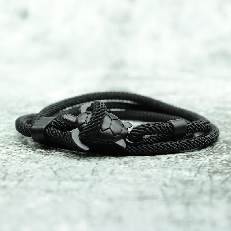 Noter novel skildpadde armbånd til mænd håndlavet flerlags justerbar snor kæde armbånd strand surfer smykker wrap braslet pulseira: Rust rød