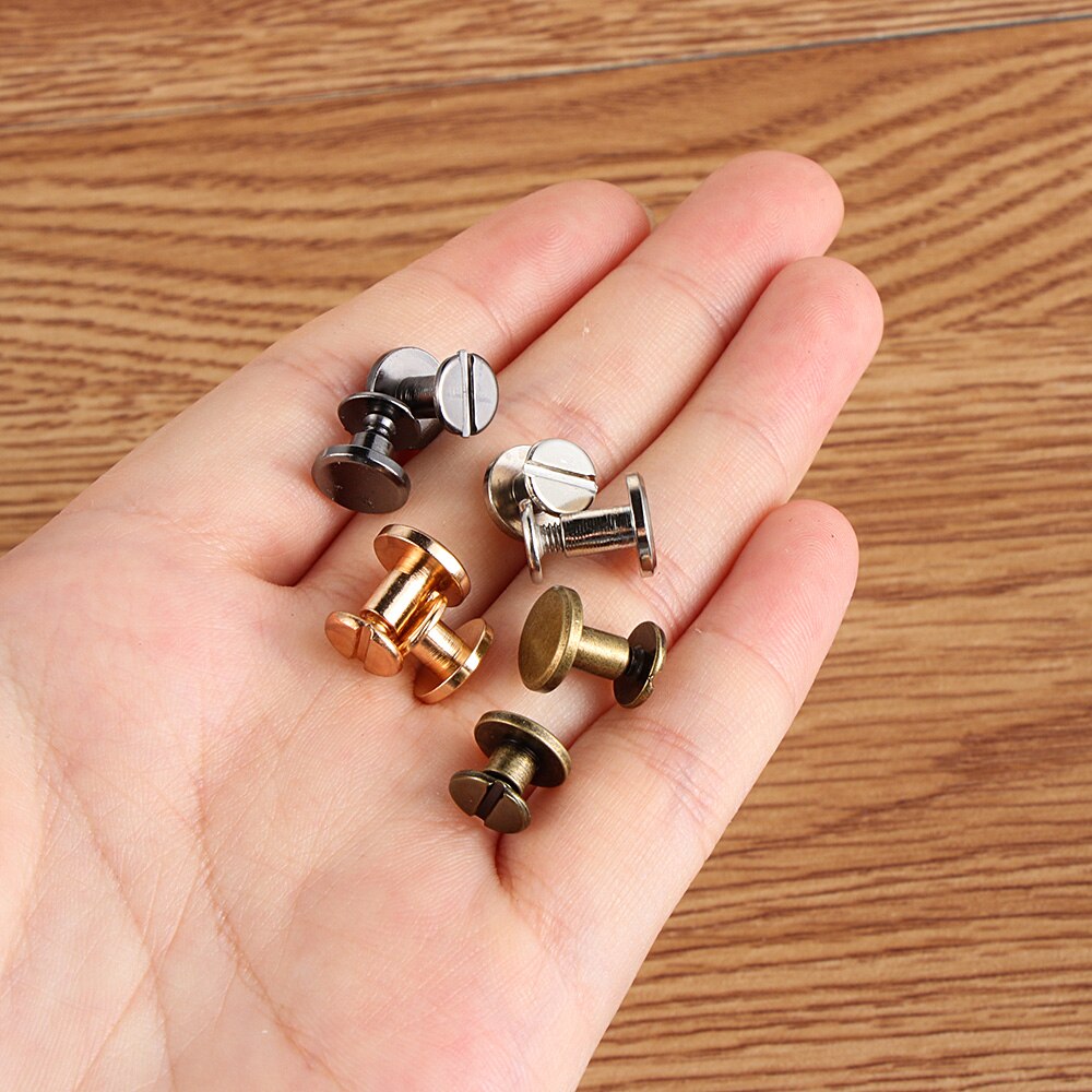 Rivets à vis pour ceinture en cuir, portefeuille, vis en laiton massif, décoration de boutons, bricolage d&#39;ongles, scrapbooking, 10 jeux de 5/6, 5/8mm