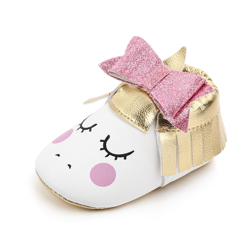 toddler baby girl flowers unicorn shoes plush PU shoes soft bottom crib shoes spring and autumn first step 0-18M: 3 / 12