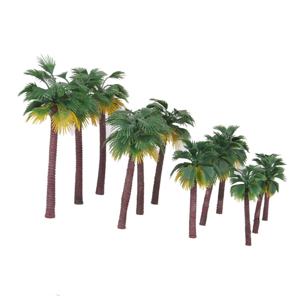 Pak Van 12 Miniatuur Plastic Palm Bomen Fairy Tuin Landschap Bonsai Decor