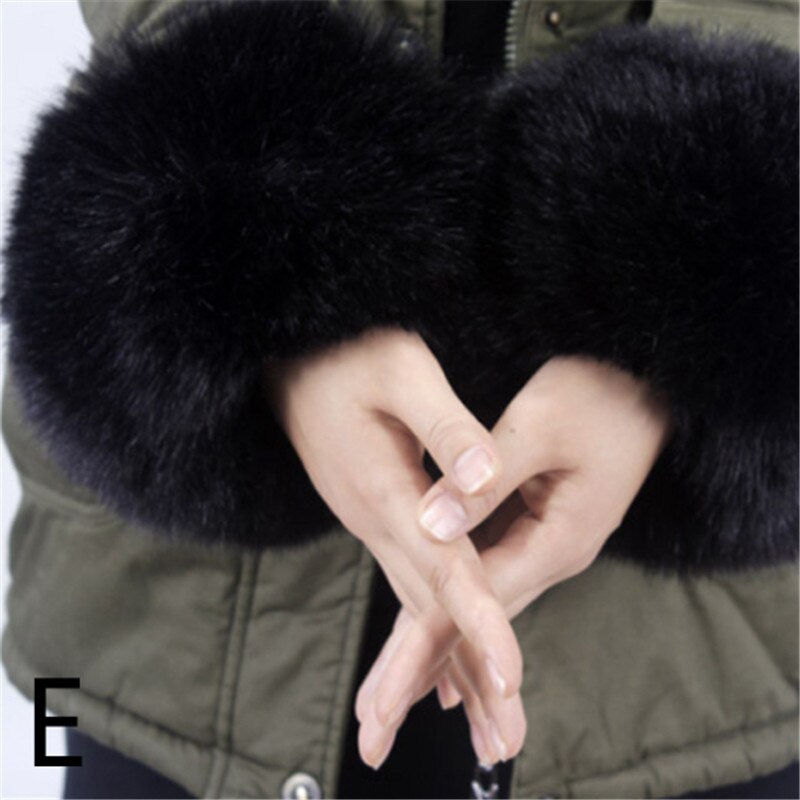1 par kvinder vinter håndled varmere oversleeve varm og blød faux pels vindtæt arm armbånd armbånd arm ærmer: E