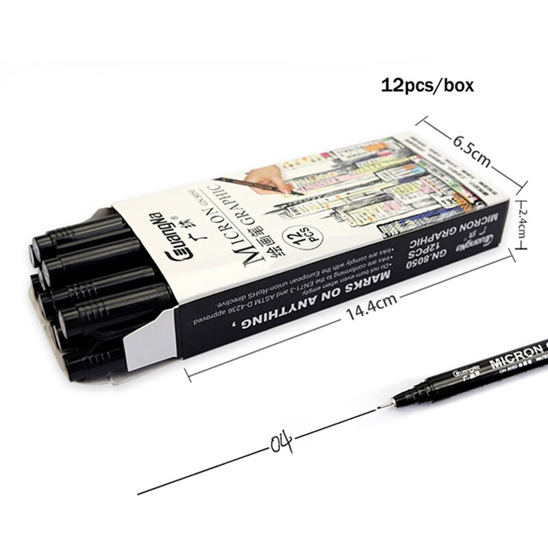 Guangna Tekening &amp; Micron Grafische Naald Pen Set Haak Lijn Schets Manga Archival Handtekening Pen Kunst Levert Briefpapier: 04-12pcs