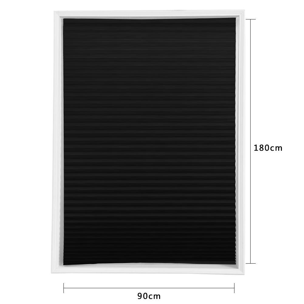 Zelfklevende Geplooide Blinds Gordijnen Woonkamer Half Verduisterende Gordijnen Voor Badkamer Balkon Shades Home Decor: Black 90X180cm