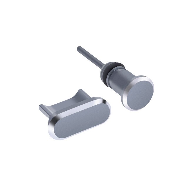 Micro USB Charging Port + Earphone Port Dust Plug Android Mobile Phone 3.5mm Headset Stopper Retrieve Card Pin: Grey