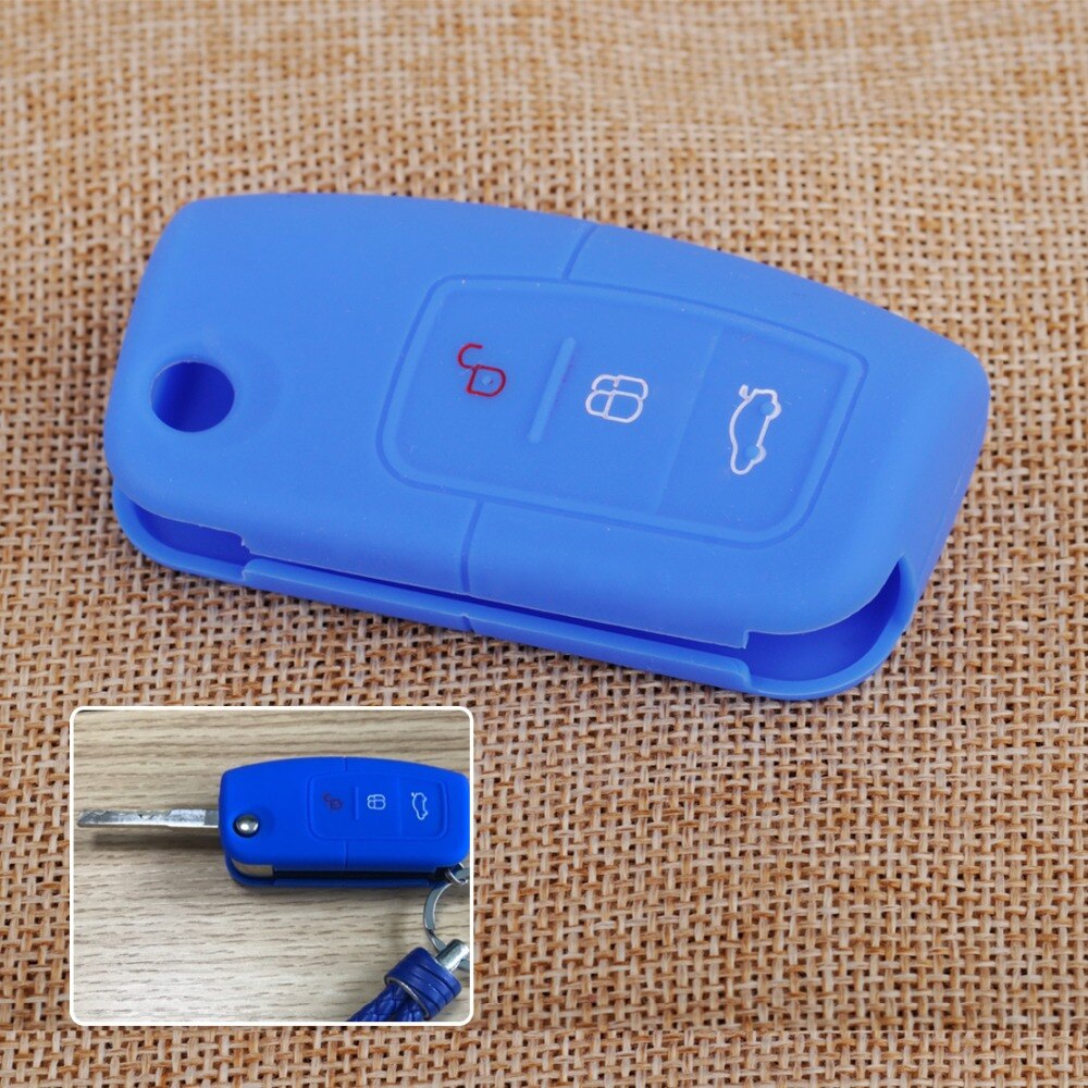 CITALL coque de boîtier porte-clé à distance à 3 boutons couvercle en Silicone pour Ford Focus MK2 Fiesta Mondeo Kuga c-max s-max clé à ouverture rabattable seulement