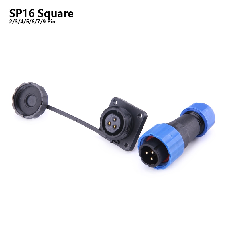 SP16 Waterproof Connector IP68 Cable Connector Plug &amp; Socket Male And Female 2 3 4 5 6 7 9 Pin Square Aviation Plug DIY YOU