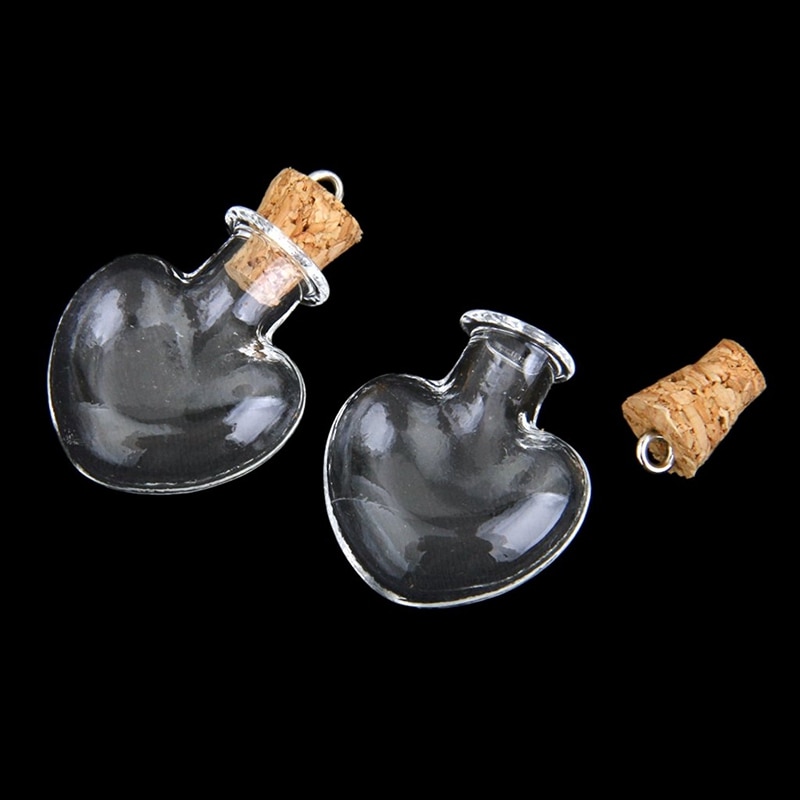 10 stk korkflaske glass ampuller ullflaske anheng hjerteform