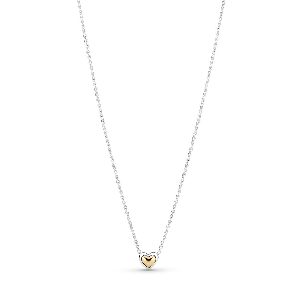 925 Sterling Silver Jewelry Set Fit for Original Domed Golden Heart Collier Necklace Stud Earring set For Women
