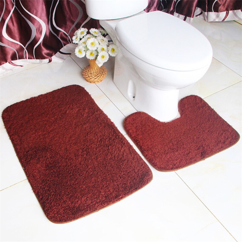 2 Stks/set Zachte Lam Pluche Badkamer Antislipmat Wc Absorberende Tapijt Badkamer Tapijt Huishoudelijke Voeten Pad Super Zacht badmat