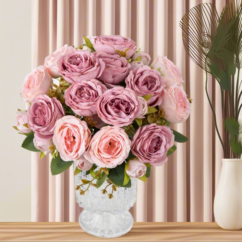 Konstgjord blomma växt pion gör-det-själv jul hem festival fest utomhus trädgård bågdekor bröllop brudbukett