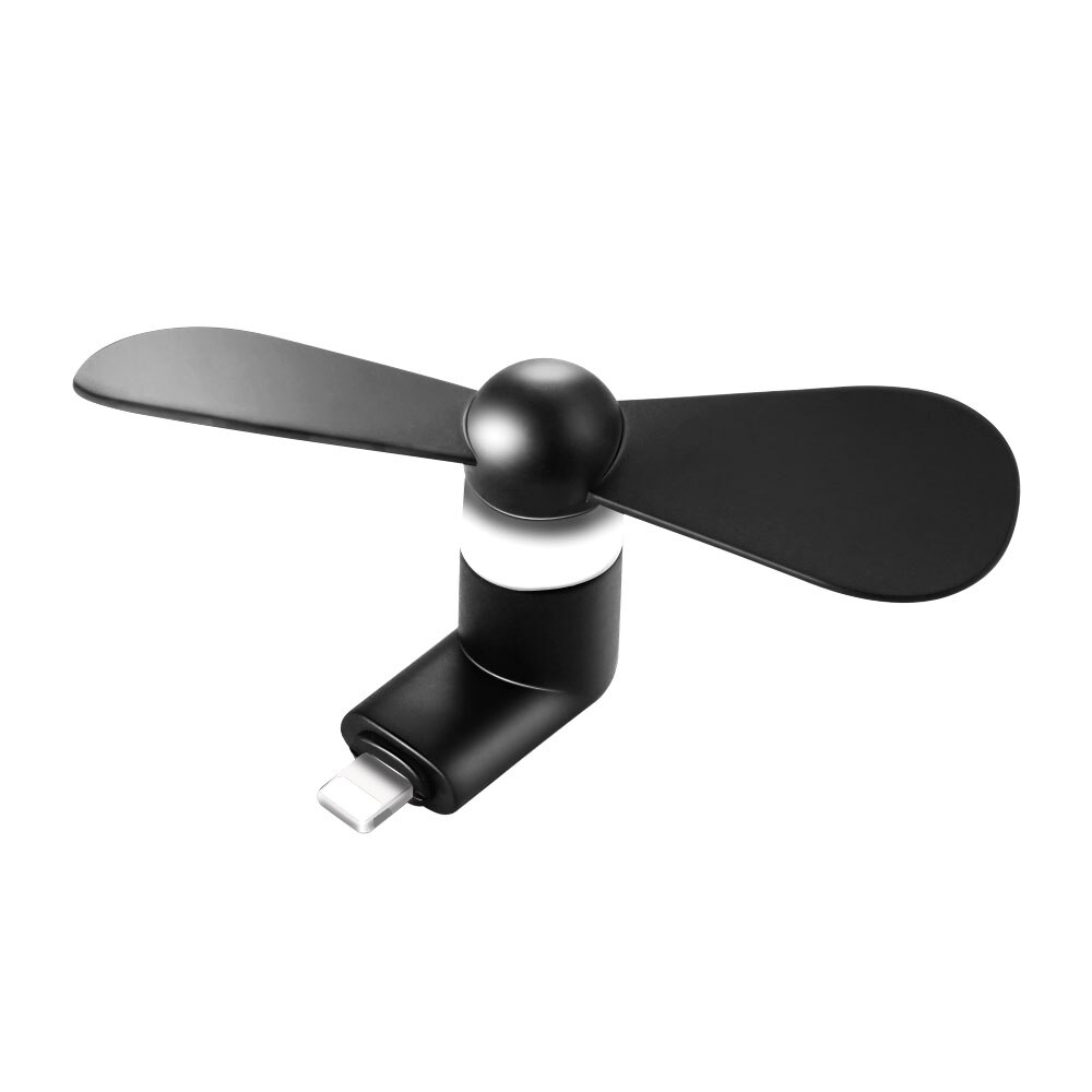 Bærbar telefon køler mini 2 in 1 telefon blæser til android til iphone blød køling smartphone sommerværktøj usb fan: Sort