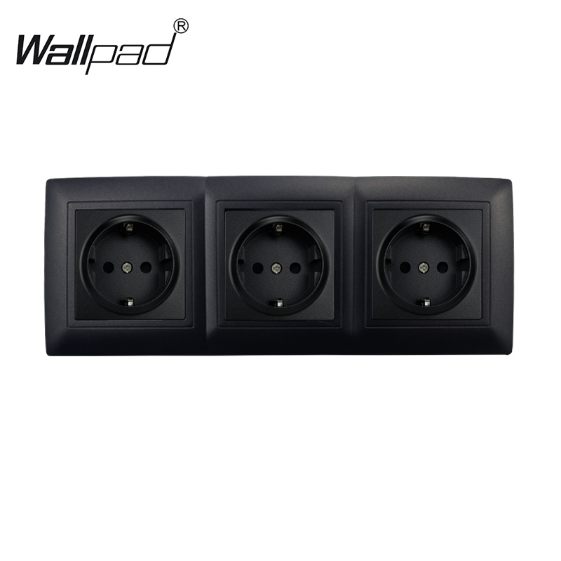 16A presa a muro quadrupla EU telaio in vetro cristallo 4 prese elettriche presa bianca nera dorata grigia 110V 250V per la casa